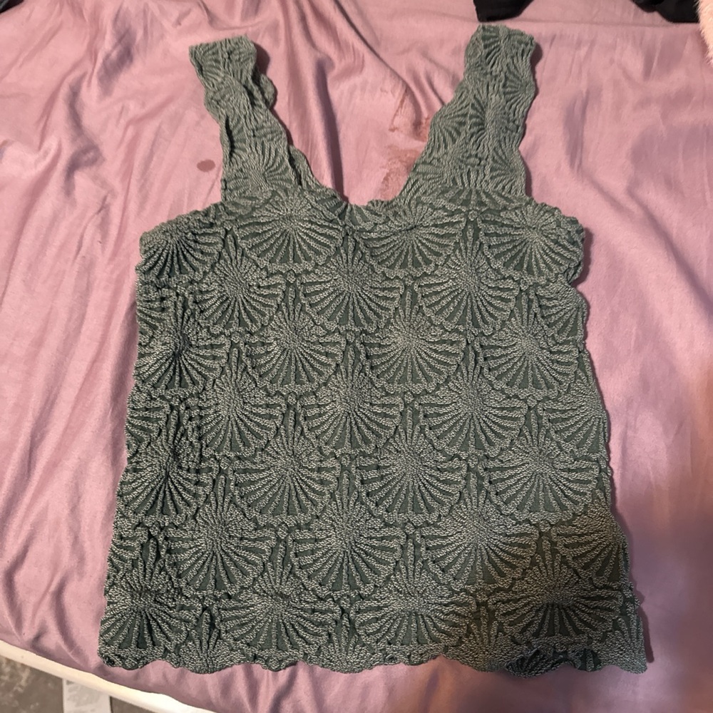 Green and khaki crochet tank top #fairycore #cottagecore